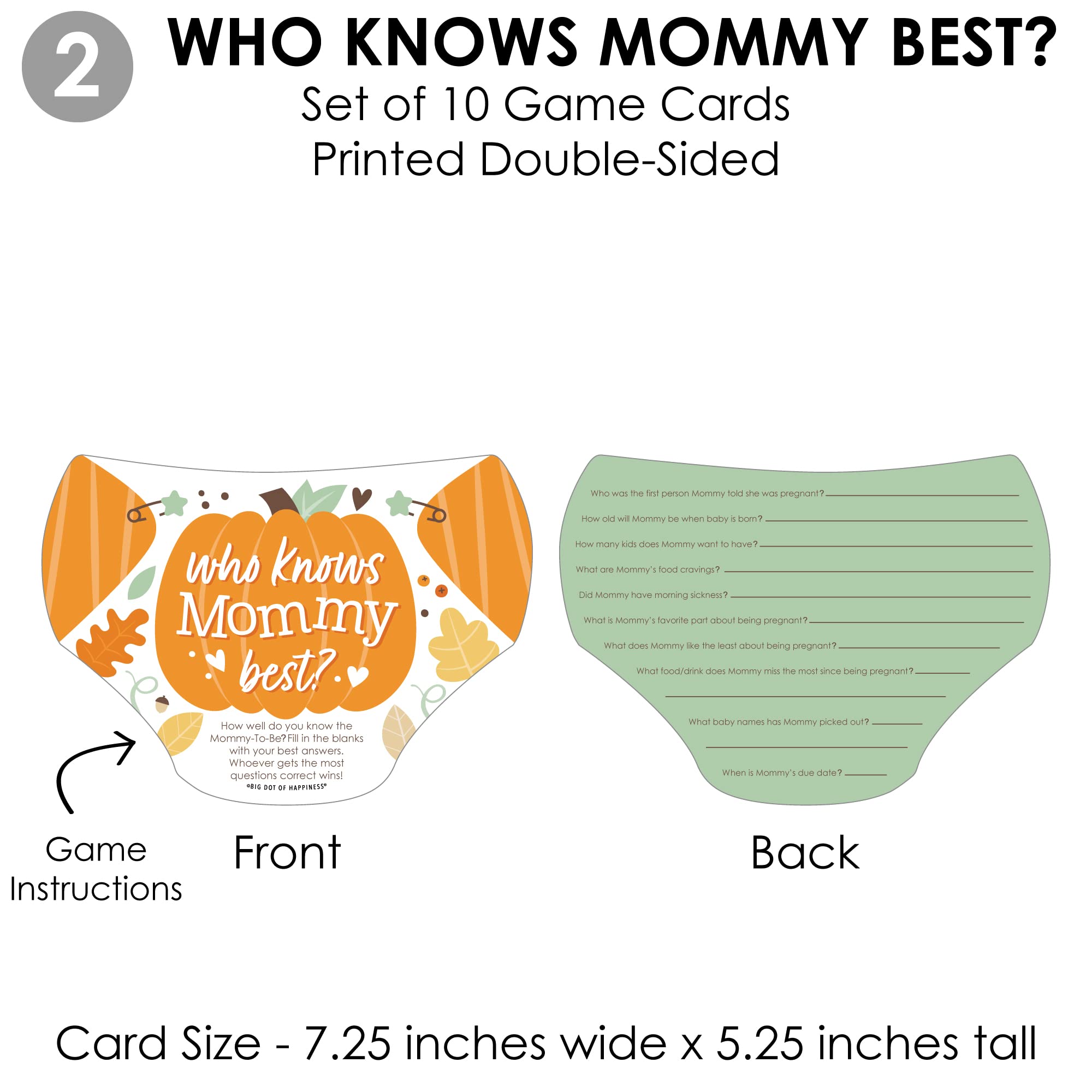 Big Dot Of Happiness Little Pumpkin Decorations, 4 Fall Baby Shower Games, 10 Cards Each - Who Knows Mommy Best, Mommy Or Daddy